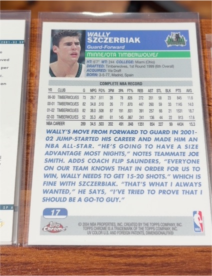 1999-00 Topps Stadium Club Chrome #137 Wally Szczerbiak — front