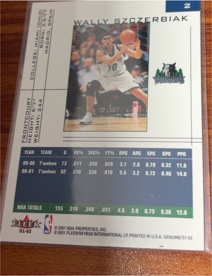 2000 Fleer #36 Wally Szczerbiak Totals Minnesota Timberwolves — front