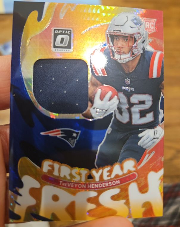 2025 Donruss Optic #FYFBH-THN Treveyon Henderson First Year Fresh Blue Hyper Patch Rookie Card — front