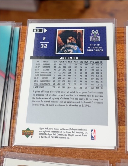 2003 Upper Deck MVP #93 Joe Smith — front