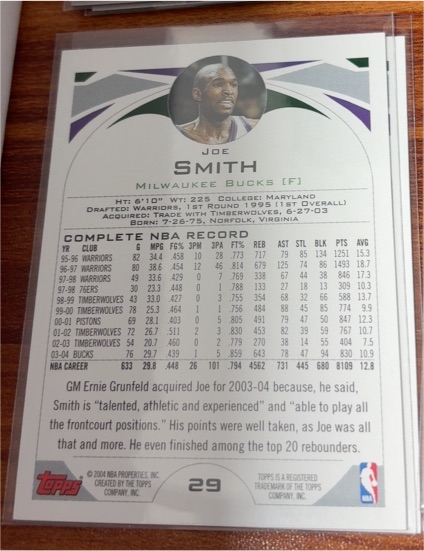 2004-05 Topps #29 Joe Smith — front