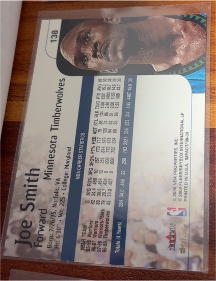 1999-00 SkyBox Impact #138 Joe Smith Minnesota Timberwolves — front