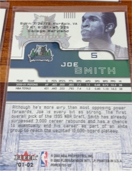 2001-02 Fleer #01-02 Joe Smith — front