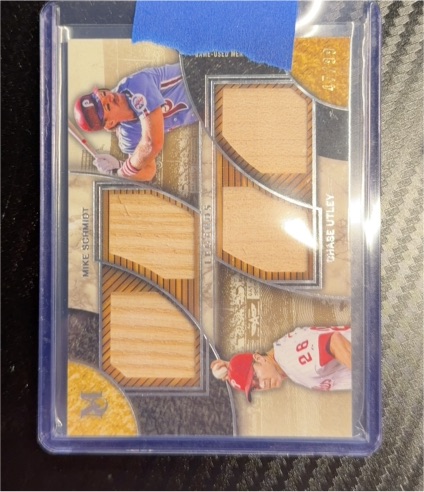 2025 Topps Museum Collection Dual-Player Quad Relic Mike Schmidt Chase Utley Phillies #DPQRL-SU — front