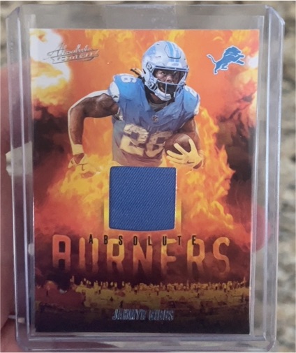 2025 Panini Absolute #ABU-JGI Jahmyr Gibbs Absolute Burners Patch — front