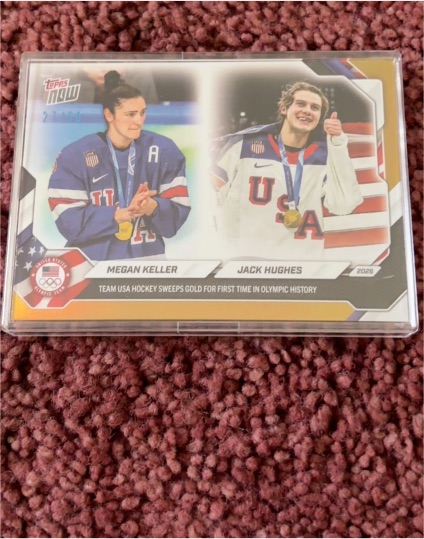 2026 Topps Now #19 Megan Keller Jack Hughes Team USA Hockey — front