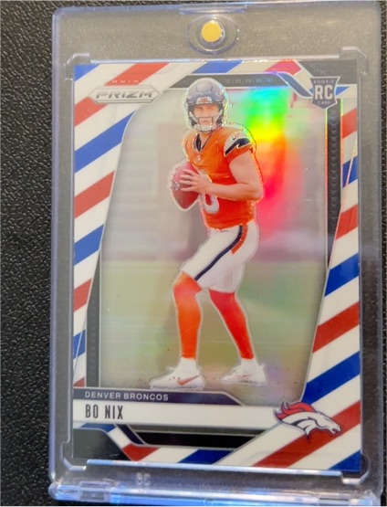 2024 Panini Prizm #309 Bo Nix Rookie Red White Blue Prizm — front
