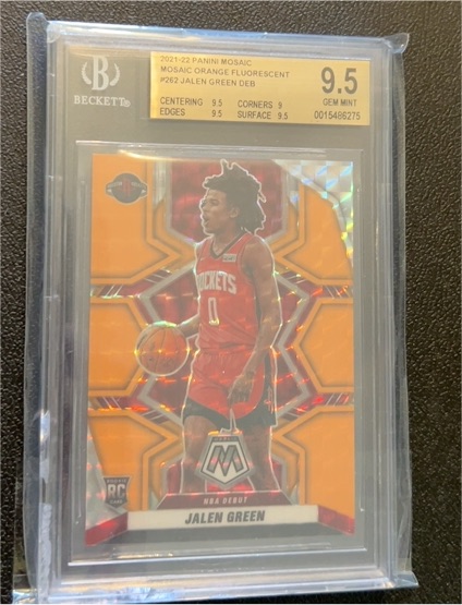 2021-22 Panini Mosaic #262 Jalen Green NBA Debut Orange Fluorescent — front