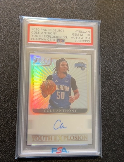 2020 Panini Select #YESCAN Cole Anthony Youth Explosion Signatures — front