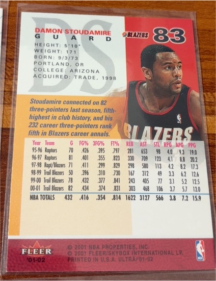 2001 Fleer #83 Damon Stoudamire — front
