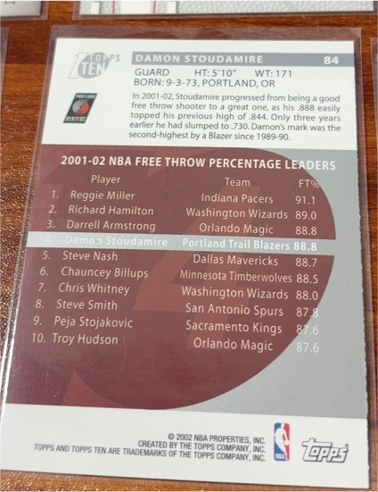 2001-02 Topps #84 Damon Stoudamire — front