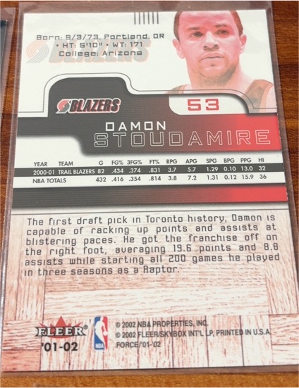 2001-02 Fleer #53 Damon Stoudamire — front