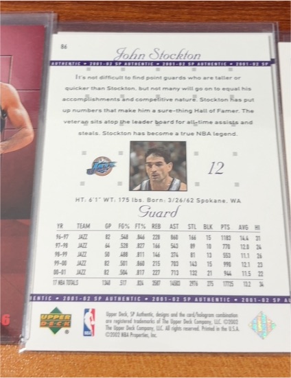 2001-02 Upper Deck SP Authentic #86 John Stockton — front