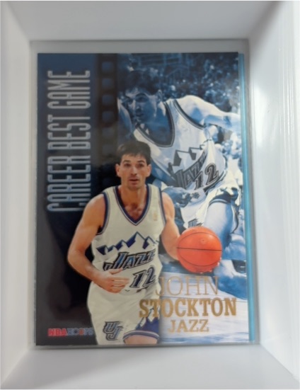 1996-97 Hoops #347 John Stockton Career Best Game — front