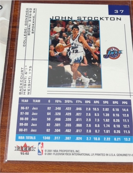 2001 Fleer #37 John Stockton — front
