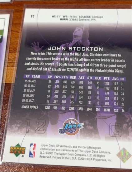 2001 Upper Deck #83 John Stockton — front