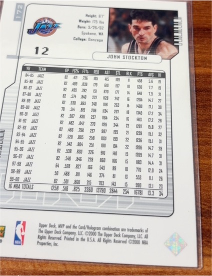 2000 Upper Deck MVP Basketball #172 John Stockton — front