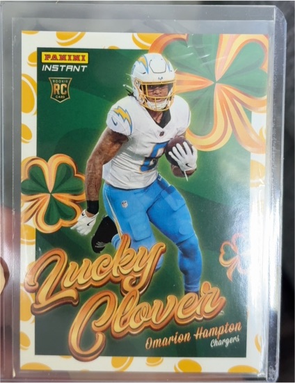 2025 Panini Instant #18 Omarion Hampton Lucky Clover Rookie Card — front