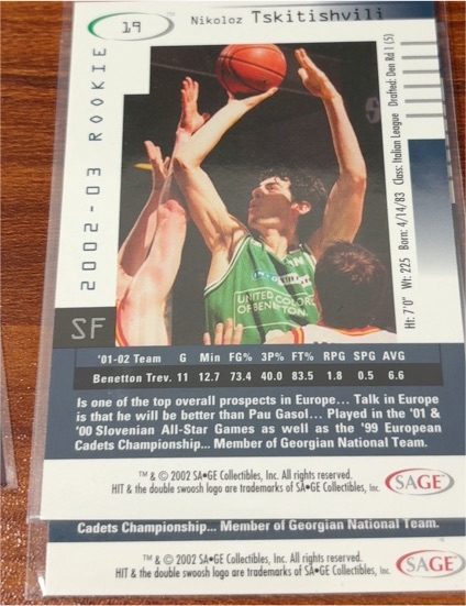 2002-03 SAGE HIT #19 Nikoloz Tskitishvili — front