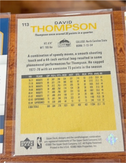 2002-03 Upper Deck Generations #113 David Thompson — front