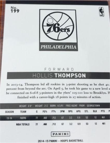 2014-15 Panini NBA Hoops #199 Hollis Thompson — front
