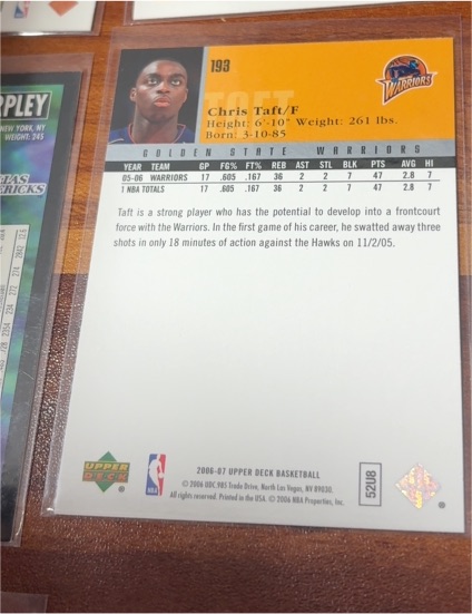 2006-07 Upper Deck #193 Chris Taft — front