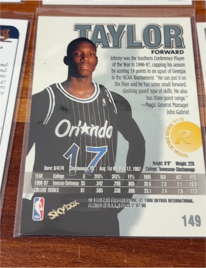 1997-98 Skybox Z-Force #149 Johnny Taylor — front