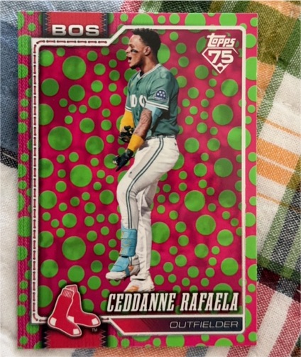 2026 Topps Series 1 #101 Ceddanne Rafaela Holiday Polka Dots Green/Pink — front