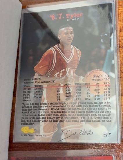 1994 Classic Draft #57 B.J. Tyler — front