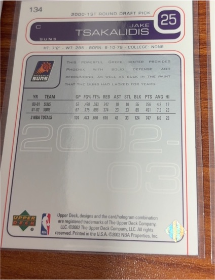 2002 Upper Deck #25 Jake Tsakalidis — front