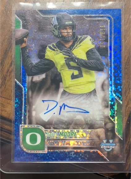 2025 Bowman Chrome U #BCA-DAM Dante Moore Blue Mini Diamond On Card Auto — front