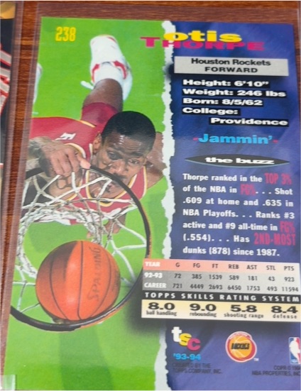 1993 Classic Rookies #238 Otis Thorpe — front