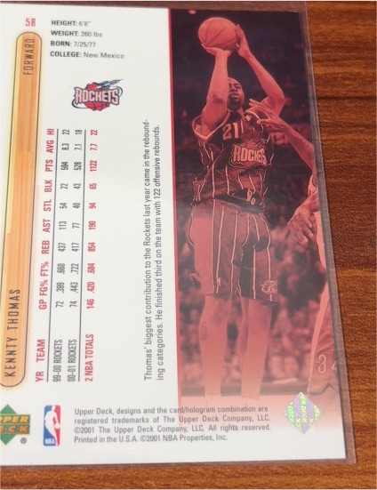 2001 Upper Deck #58 Kenny Thomas — front
