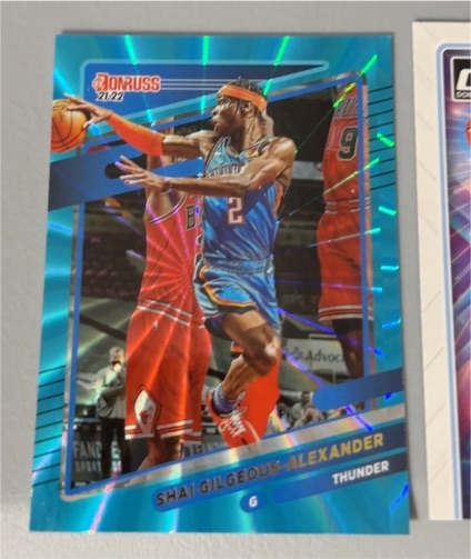 2021 Donruss #21/22 Shai Gilgeous-Alexander Teal Holo Laser — front