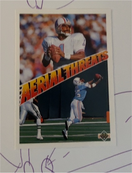 1991 Upper Deck #33 Warren Moon & Drew Hill Aerial Threats — front