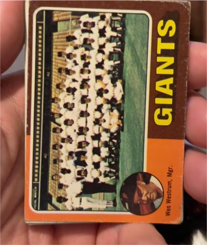 1975 Topps #216 San Francisco Giants Team Checklist Wes Westrum — front