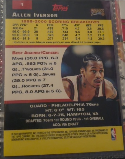 1996-97 Topps #171 Allen Iverson — front