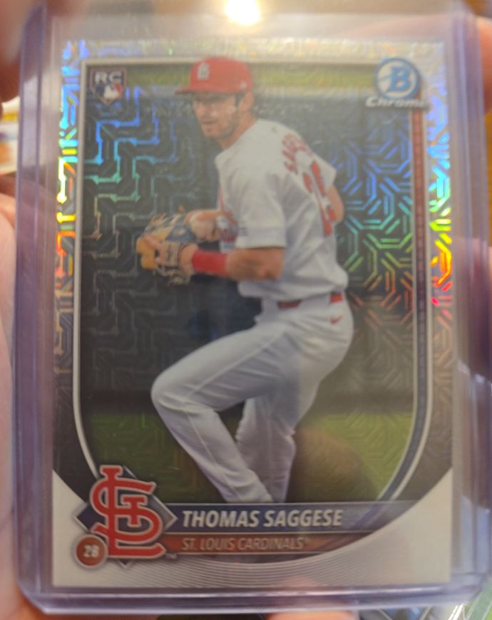 2025 Bowman #57 Thomas Saggese Chrome Mojo Refractor Rookie — front