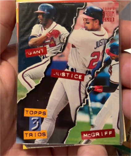 1994 Topps Stadium Club #111 Ron Gant / David Justice / Fred McGriff Trios — front