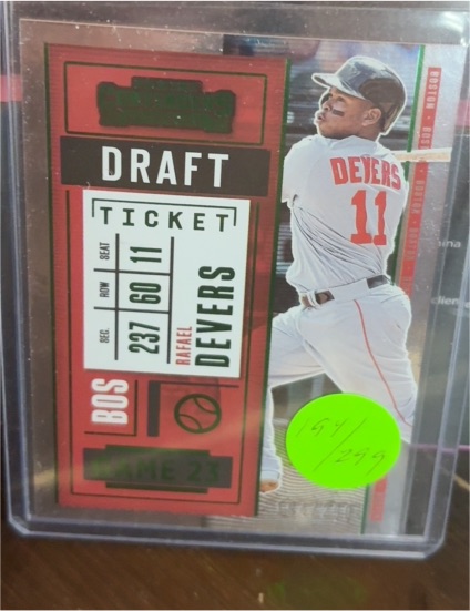2020 Panini Contenders Draft Ticket Green #36 Rafael Devers — front