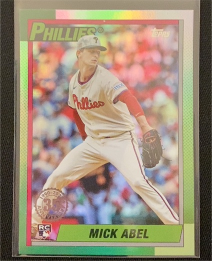 2025 Topps Update #U90-25 Mick Abel 1990 Baseball Foil Philadelphia Phillies RC — front