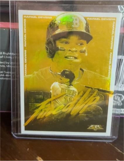 2020 Topps Fire Fired Up Gold Minted #FIU-5 Rafael Devers — front