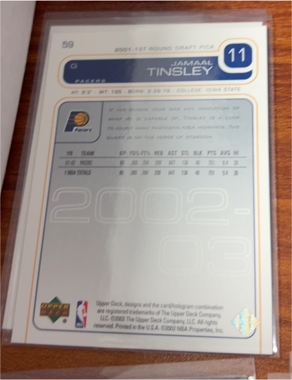 2001-02 Upper Deck #58 Jamaal Tinsley — front