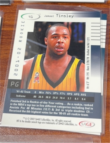 2002 SAGE HIT #41 Jamaal Tinsley — front