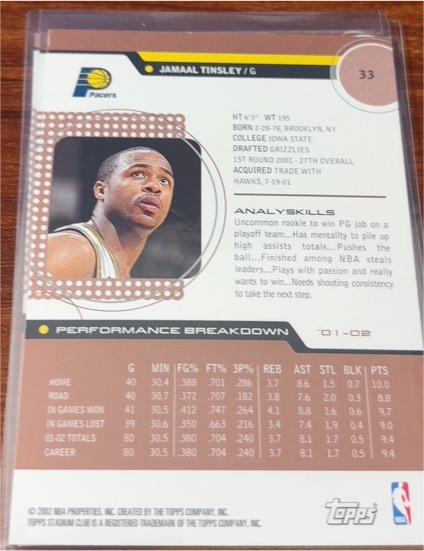 2001-02 Topps #33 Jamaal Tinsley — front