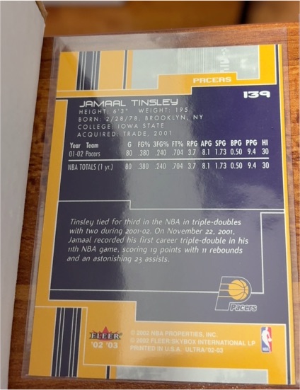 2001-02 Fleer Authentix #139 Jamaal Tinsley — front