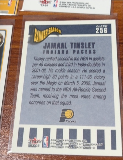 2002-03 Fleer Tradition Banner Season #256 Jamaal Tinsley — front