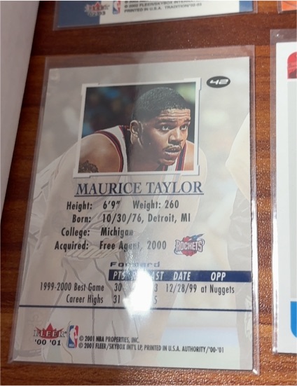 2001 Fleer Authority #42 Maurice Taylor — front