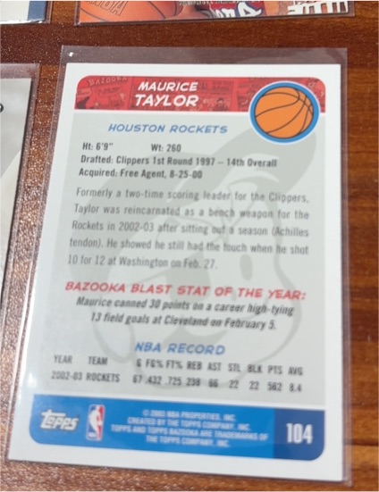 2002-03 Topps #104 Maurice Taylor — front