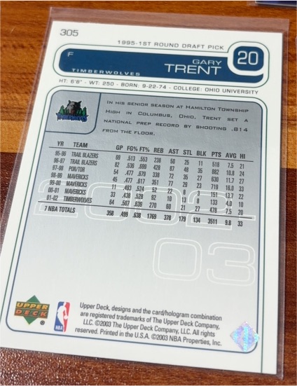 2001-02 Upper Deck #305 Gary Trent — front